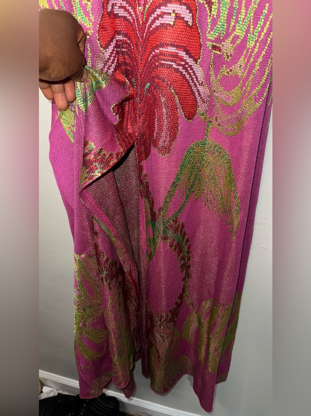 Cecilia Prado Sleeveless Fuchsia Maxi Dress with Tropical Beaded Motif - Picture 6 of 16
